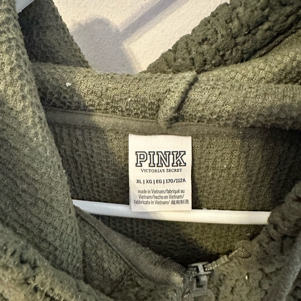 BOGO: PINK Victoria's Secret Olive Green Sherpa Hoodie - Picture 2 of 2